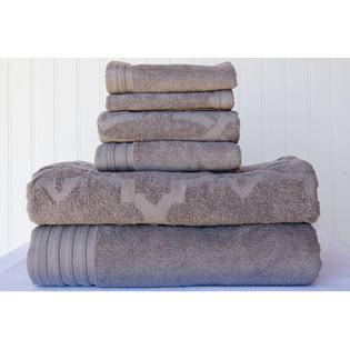 Highridge Trading 6 Piece Geo Chain Jacquard Towel Set - Color: Platinum Highridge Trading 6 Piece Geo Chain Jacquard Towel Set - Color: Platinum