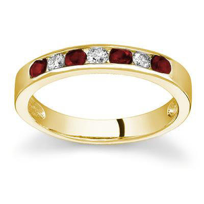 SZUL 14K Gold Round Cut Gemstone Stackable Ring - Size: 8.5, Stone: Ruby, Color: 14k Yellow Gold SZUL 14K Gold Round Cut Gemstone Stackable Ring - Size: 8.5, Stone: Ruby, Color: 14k Yellow Gold