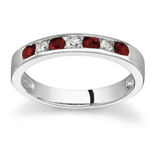 SZUL 14K Gold Round Cut Gemstone Stackable Ring - Size: 7.5, Stone: Ruby, Color: 14k White Gold SZUL 14K Gold Round Cut Gemstone Stackable Ring - Size: 7.5, Stone: Ruby, Color: 14k White Gold