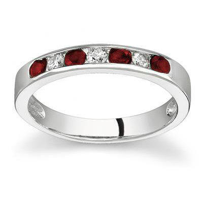SZUL 14K Gold Round Cut Gemstone Stackable Ring - Size: 10.5, Stone: Ruby, Color: 14k White Gold SZUL 14K Gold Round Cut Gemstone Stackable Ring - Size: 10.5, Stone: Ruby, Color: 14k White Gold