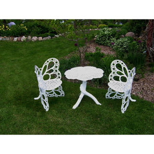 FlowerHouse Butterfly 3 Piece Bistro Set - Finish: White FlowerHouse Butterfly 3 Piece Bistro Set - Finish: White