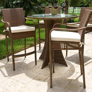Hospitality Rattan Grenada Patio Barstool with Cushion - Fabric: Antique Beige Hospitality Rattan Grenada Patio Barstool with Cushion - Fabric: Antique Beige
