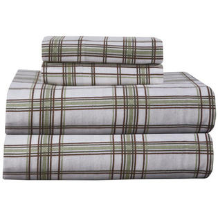 Pointehaven Heavy Weight Printed Flannel Sheet Set - Size: Twin, Color: Sage Plaid Pointehaven Heavy Weight Printed Flannel Sheet Set - Size: Twin, Color: Sage Plaid