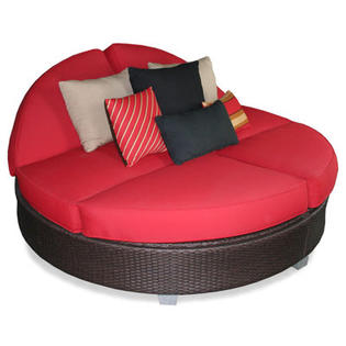 Patio Heaven Signature Round Double Chaise Lounge - Fabric Color: Grenadine Patio Heaven Signature Round Double Chaise Lounge - Fabric Color: Grenadine