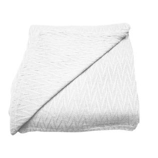 Textiles Plus Inc. 100 % Cotton Herringbone Thermal Blanket - Size: Full/Queen, Color: White Textiles Plus Inc. 100 % Cotton Herringbone Thermal Blanket - Size: Full/Queen, Color: White