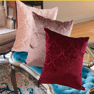 Violet Linen Velvet Vintage Damask Decorative Cushion Cover - Color: Burgundy Violet Linen Velvet Vintage Damask Decorative Cushion Cover - Color: Burgundy