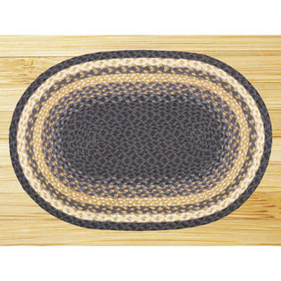 EarthRugs Blue/Mustard Rug - Rug Size: Oval 3' x 5' EarthRugs Blue/Mustard Rug - Rug Size: Oval 3' x 5'