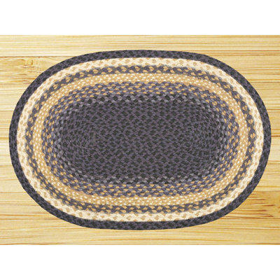 EarthRugs Blue/Mustard Rug - Rug Size: Oval 2'3 EarthRugs Blue/Mustard Rug - Rug Size: Oval 2'3