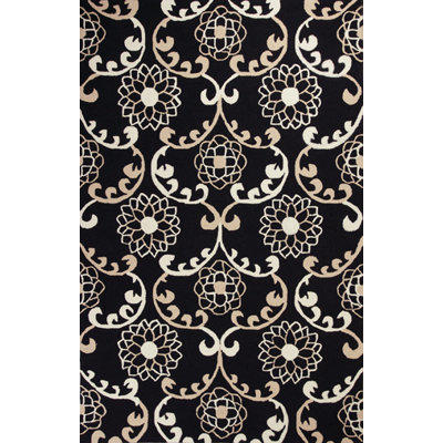 KAS Oriental Rugs Sonesta Black Silo Scroll Rug - Rug Size: 1'8 KAS Oriental Rugs Sonesta Black Silo Scroll Rug - Rug Size: 1'8