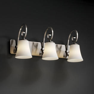 Justice Design Group Fusion Victoria 3 Light Bath Vanity Light - Finish: Antique Brass, Shade Color: Opal, Shade Type: Round Flared Justice Design Group Fusion Victoria 3 Light Bath Vanity Light - Finish: Antique Brass, Shade Color: Opal, Shade Type: Round Flared