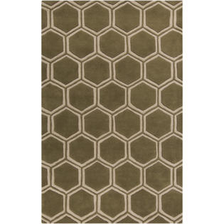 Surya Stamped Olive Geometric Rug - Rug Size: 8' x 11' Surya Stamped Olive Geometric Rug - Rug Size: 8' x 11'