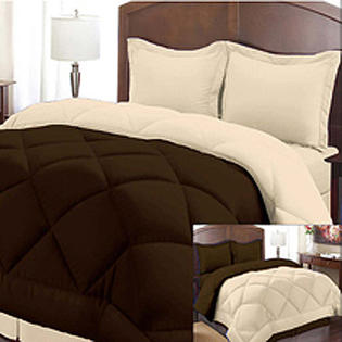 Cathay Home Fashions 3 Piece Peach Skin Reversible Ensemble Comforter Set - Color: Chocolate / Cream, Size: Twin Cathay Home Fashions 3 Piece Peach Skin Reversible Ensemble Comforter Set - Color: Chocolate / Cream, Size: Twin