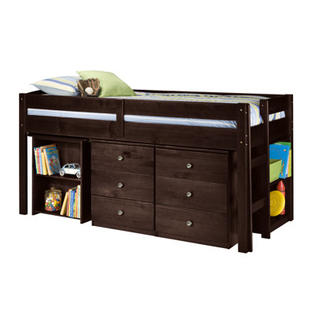 American Woodcrafters Essentials Twin Mini Loft Bed with Accessories - Finish: Merlot American Woodcrafters Essentials Twin Mini Loft Bed with Accessories - Finish: Merlot