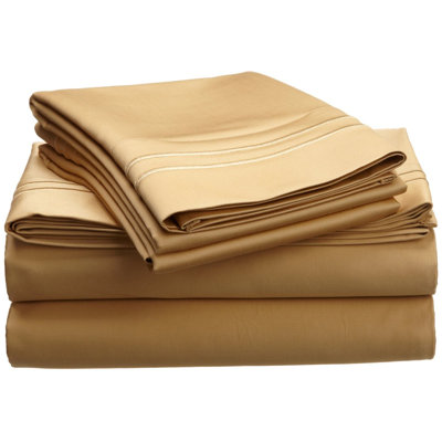 UPC 855031077718 product image for 800 Thread Count Egyptian Cotton Solid Sheet Set - Color: Gold/Gold, Size: Full | upcitemdb.com
