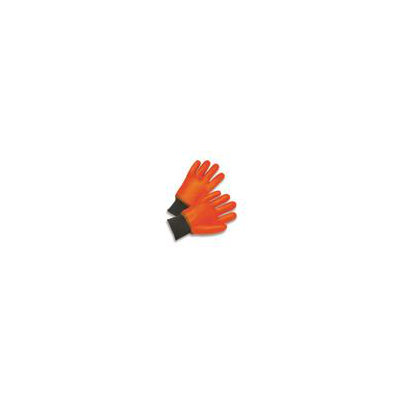 Orange Pvc Jersey Lined Cold Weather Gloves With Safety Cuffs
