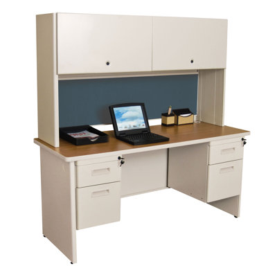 UPC 762805002749 product image for Pronto Executive Desk with Double File and Flipper Door Cabinet - Finish: Oak/Pu | upcitemdb.com