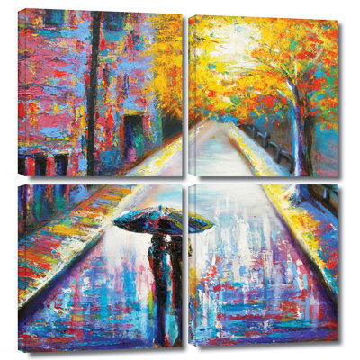 UPC 640823000087 product image for 'Paris Back Street Magic' by Susi Franco 4 Piece Painting Print Gallery-Wrapped  | upcitemdb.com