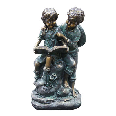 Alpine Girl and Boy Reading Together Statue at Sears.com