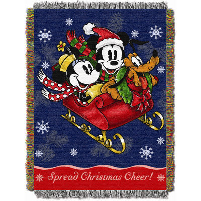 Northwest Co. Entertainment Holiday Mickey Mouse Sleigh Ride Tapestry Throw at Sears.com