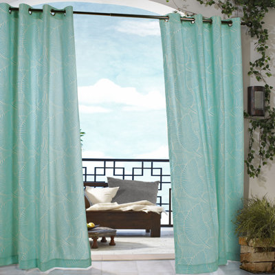 Commonwealth Home Fashions Outdoor D�cor Belize Outdoor Grommet Top Curtain Panel in Aqua - Size: 63" H x 50" W at Sears.com