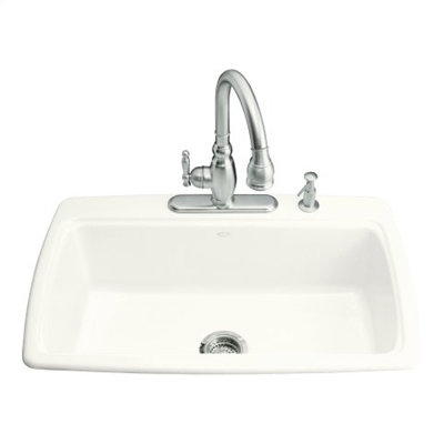 Kohler Cape Dory Self-Rimming Kitchen Sink - Faucet Holes: 4, Finish: Caviar at Sears.com