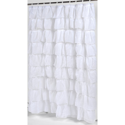 Carnation Home Fashions Carmen Crushed Voile Ruffled Tier Fabric Shower Curtain - Color: White at Sears.com