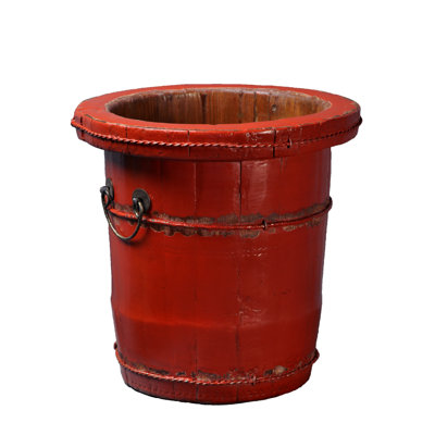 Stool International Asian Antique Chinese-Inspired Wooden Bucket in Distressed Red at Sears.com