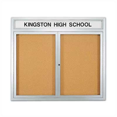 Marsh Wall-Mounted Enclosed Bulletin Boards with Name Header - Aluminum - Size: 42" H x 60" W (2 Doors) at Sears.com