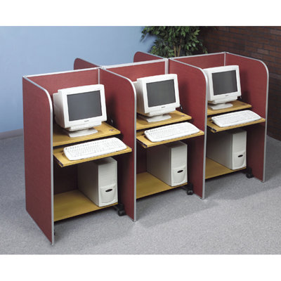 Best-Rite Tackable Fabric and Aluminum Floor Study Carrel Desk - Fabric Color: Pacific Blue Vinyl, Size: 36"h at Sears.com