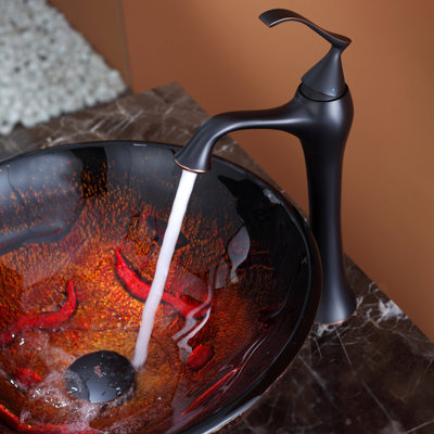 Kraus Lava Glass Vessel Sink  with Pop Up Drain and Mounting Ring - Drain Finish: Oil Rubbed Bronze at Sears.com