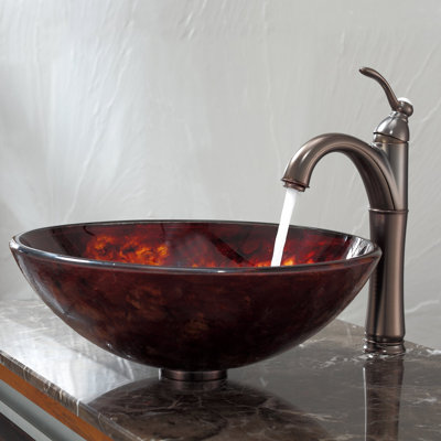 Kraus Fire Opal Glass Vessel Sink and Riviera Faucet at Sears.com
