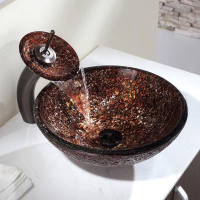 Kraus Venus Glass Vessel Sink with Pop Up Drain and Mounting Ring - Drain Finish: Oil Rubbed Bronze at Sears.com