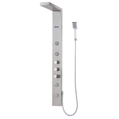 Aston Global Shower Panel System with Four Body Jets in Stainless Steel, 55.125" x 6.25" x 21" at Sears.com