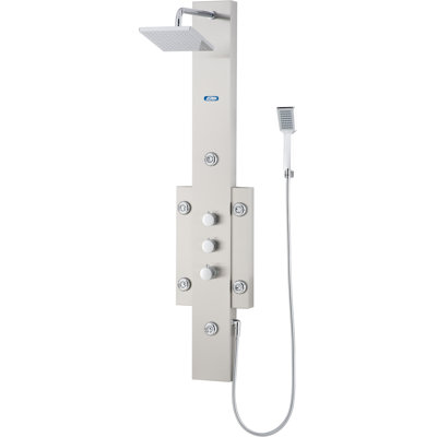Aston Global Shower Panel System with Six Body Jets in Stainless Steel, 55.75" x 11.625" x 19" at Sears.com