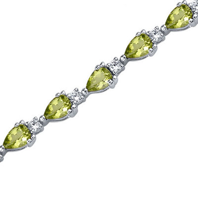 Oravo Chic and Beautiful 6.75 Carats Total Weight Pear Shape Peridot and White CZ Gemstone Bracelet in Sterling Silver at Sears.com