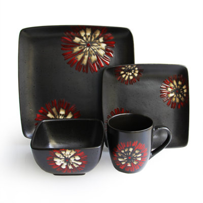 American Atelier Camile 16 Piece Dinnerware Set - Color: Red / White at Sears.com