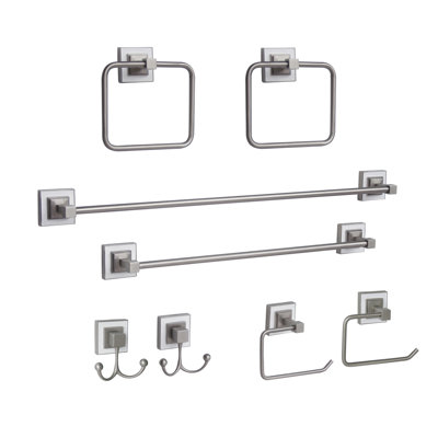 Elegant Home Fashions Hutton 8 Piece Bath Accessory Set in White and Brushed Nickel at Sears.com