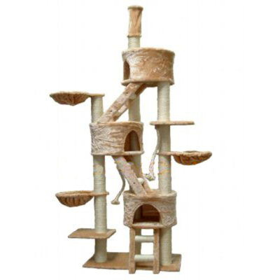 106 Three Condo Cat Tree In Beige Faux Fur