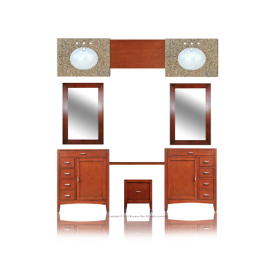 Westport Bay Metropolitan 97" Dbl. Basin Vanity w/ 36" Adj Makeup Table -Vanity Top Finish:Ocean Green, Basin Finish:White, Basin Shape:Oval at Sears.com