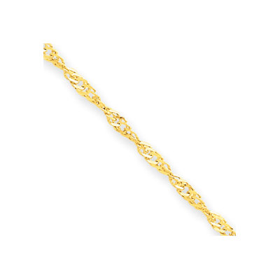 Jewelryweb 14k Singapore Chain Anklet - Lobster Claw - Size: 10" x 1.6mm at Sears.com