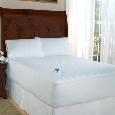 Perfect Fit Industries Electric Heated Warming Mattress Pad Dobby Stripe in White - Size: King at Sears.com
