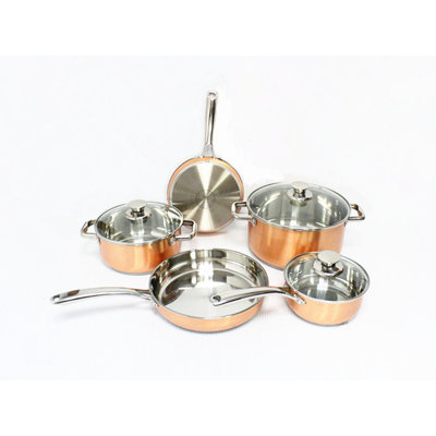 Gourmet Chef Copper 8 Piece Cookware Set