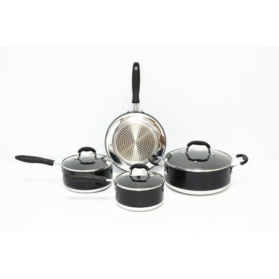 Gourmet Chef Induction Ready Non Stick 7 Piece Cookware Set - Color: Black
