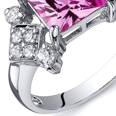 Oravo Princess Cut 2.25 Carats Cubic Zirconia Ring in Sterling Silver - Size: 6, Color: Pink Sapphire at Sears.com
