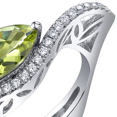 Oravo Filigree Style 2.00 Carats Marquise Cut Ring in Sterling Silver - Size: 7, Color: Peridot at Sears.com