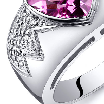 Oravo Glam Trillion Cut 1.50 Carats Cubic Zirconia Ring in Sterling Silver - Size: 6, Color: Pink Sapphire at Sears.com