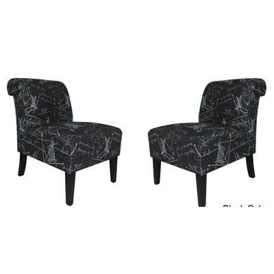 Armen Modern Fabric Slipper Chair(Set of 2) - Color: Black at Sears.com