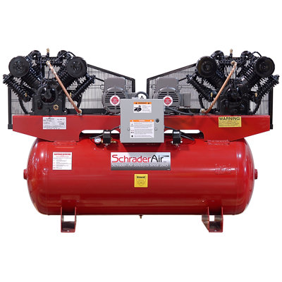 Schrader Duplex Professional Series Two Stage 7.5 HP 120 Gallon Horizontal Compressor - Voltage: 460V at Sears.com