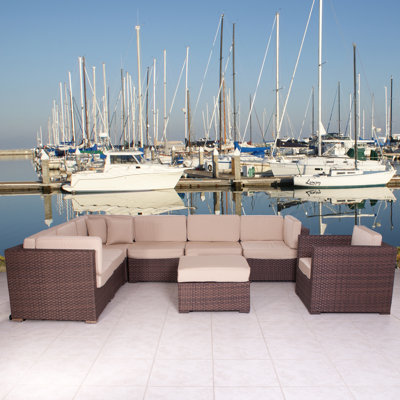 International Home Miami Marseille 8 Piece Deep Seating Group with Cushions - Fabric: Off-White at Sears.com