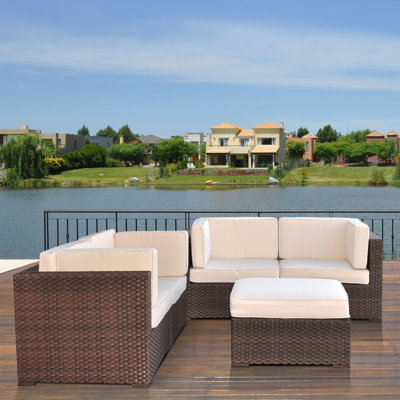 International Home Miami Nice 5 Piece Deep Seating Group with Cushions - Fabric: Off-White at Sears.com